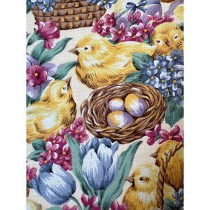 Fabric VTG April Showers Flowers Chicks Eggs Nests Hoffman International 18.5x22